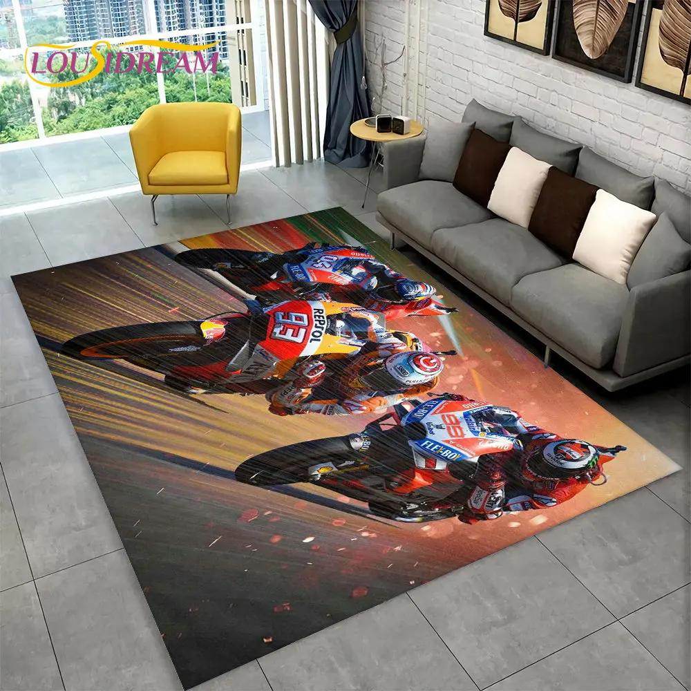 3D Motorcycle Racing Area Rug Large, Carpet for Home Living Room Bedroom Sofa Doormat Decoration, Kid Play Non-Slip Floor Mat