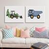 Construction Vehicles Watercolor Art Canvas Painting Kids Room Decor Dump Truck Digger Bulldozer Posters and Prints Boys Gift No Frame