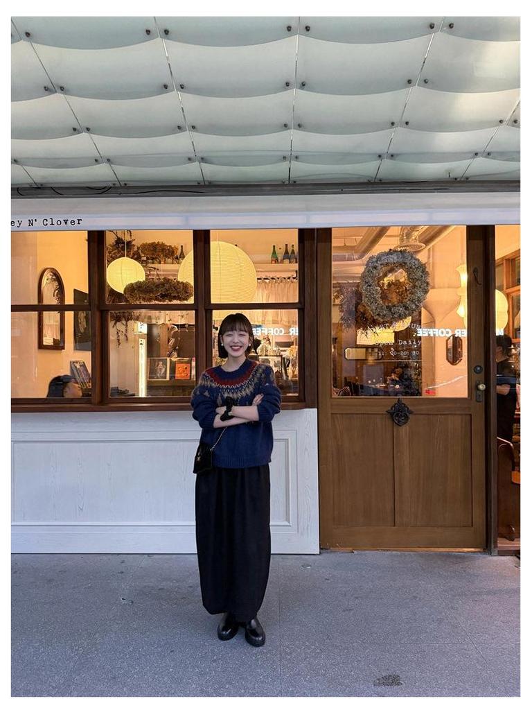 Темно-синий свитер из мохера с жаккардовым узором в стиле Fair Isle для женщин - Осень/Зима Корейский стиль Рождественская атмосфера Свободный крой