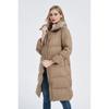 Womens Mid-Length Winter Down Coat With Large Lapel White Duck Fill 81-85% Content Slim Straight Fit
