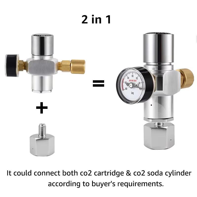 Мини-регулятор CO2 2-в-1, регулятор давления 0-60 PSI для приготовления газированной воды, домашнего пива, баллончик CO2 для карбонизации