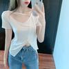 T Shirt Women Summer Oversize V Neck Casual Top With Embroidery For Daily Wear