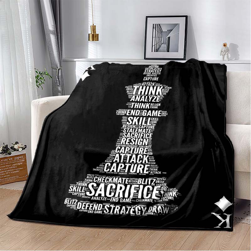 Chess King Pawn Motivational Quote Throw Blanket Born To Be A King Black Red Print Soft Flannel Blanket Sofa Bedroom Home Decor