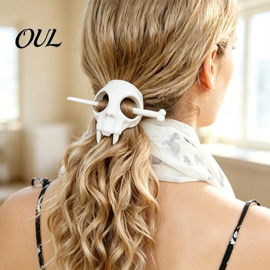 Gothic Hair Accessory Skull Stick, 3D Printed Clip with Trendy For Women Bone Halloween for Bun, Updo Styling Decorative Hairpin