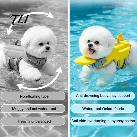 Water Sports Apparel for Dogs Dog Life Jacket, High Buoyancy Pet Swim Vest with Chin Rest And Rescue Adjustable Safety Gear Handle, Float Jacket