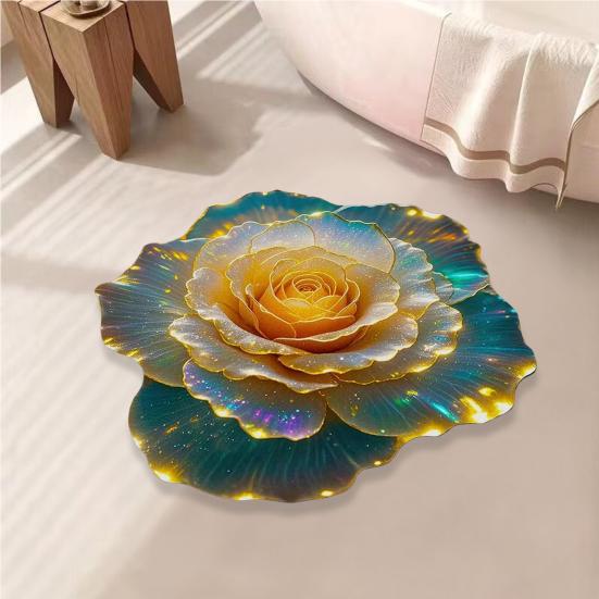 3D Цветок Напольный Коврик Впитывающий Коврик для Ванной Комнаты Противоскользящий Цветочный Узор Ковер для Зоны Гостиной Спальни Прихожей Кухонное Украшение