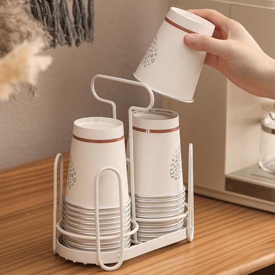 Disposable Cup Holder Paper Cup Dispenser Iron Art Durable Cup Storage Rack for Countertops Kitchen Coffee Stations Multifunctional Cup Organizer