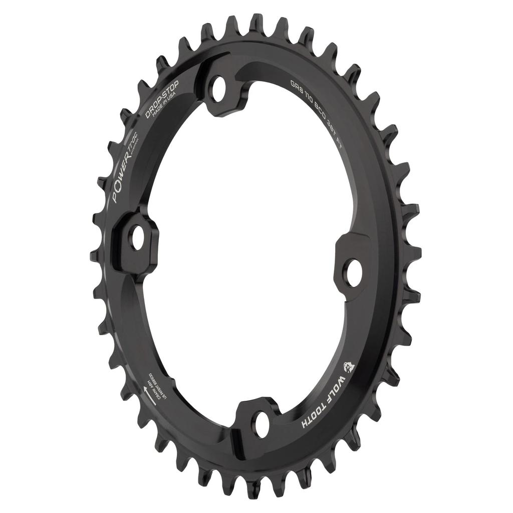 Wolf Tooth 110 BCD Aero Chainrings for GRX ST Oval 46T 4-Bolt Cranks, Drop-Stop (1 Chainring)