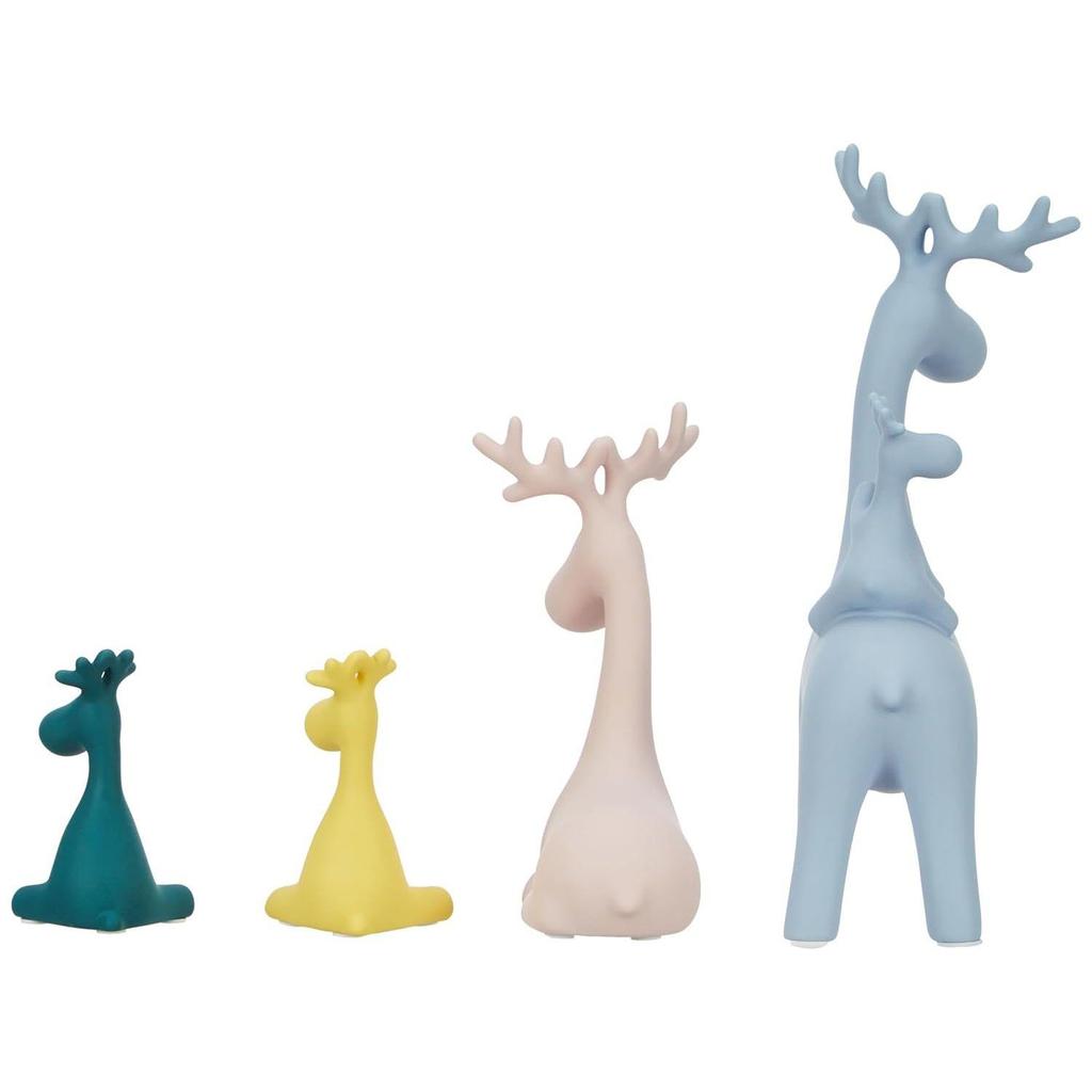 Статуэтка семьи оленей для домашнего декора | Набор фигурок из смолы (Упаковка из 4 штук, разноцветная)