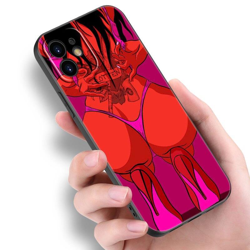 Sexy Lady Red Lips Girls Bikini Case For Apple iPhone 14 13 12 Mini 11 Pro Max 7 8 XR X XS 7 8 Plus SE 2020 2022 Black Cover