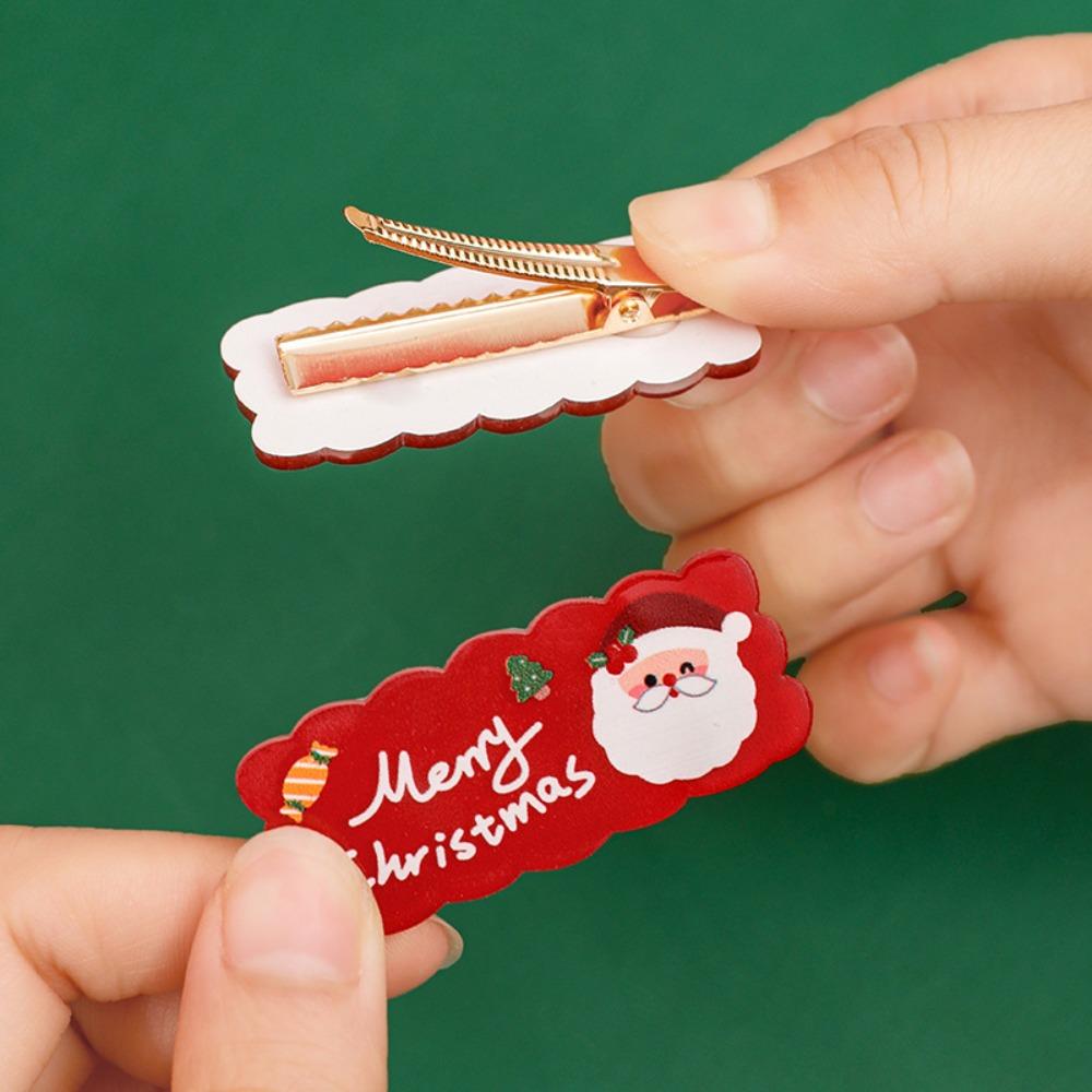 Cartoon Snowman Side Clip Elk Christmas Hair Clip Kawali Acrylic Hair Clip  Daily