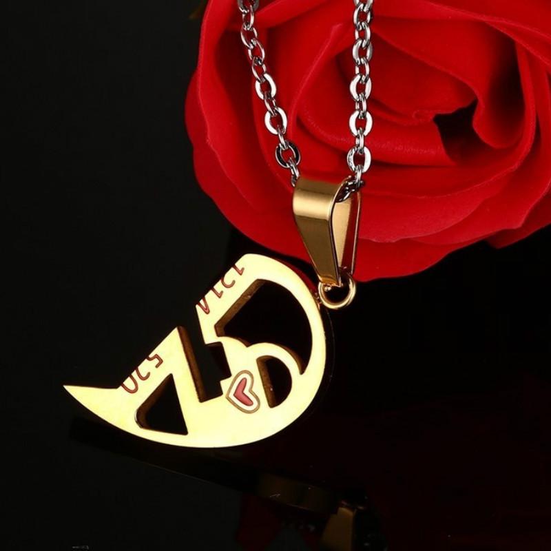 Романтический парный кулон с сердечком и кристаллом «Ее и его любовь», комплект ожерелья, цепочка из нержавеющей стали для любовника на день Святого Валентина