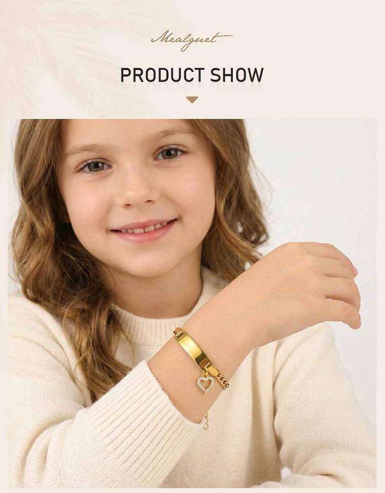 Custom Newborn Name Bracelet with Heart Charms, Stainless Steel Baby ID Bar Bracelet Engraved Date, Personalized Birthday Gift