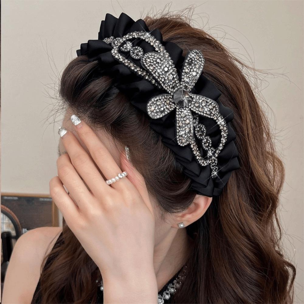 Cloth Women Hair Hoop Wide Wrinkle Headband Fashion Black Hairband Women