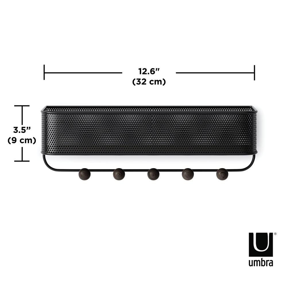 umbra Wall Storage Organizer Mesh 10kg Capacity Black Walnut 32x9x9cm 5 Sliding Hooks