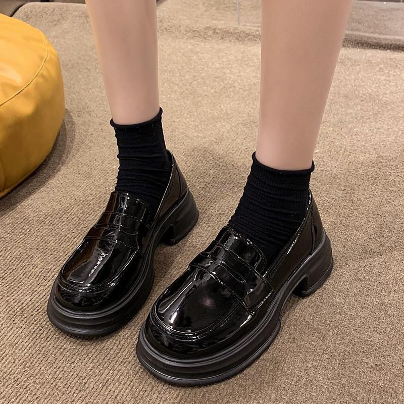 Модные японские туфли-лоферы JK на платформе для женщин 2024 года, весна-осень, новые дизайнерские черные туфли из искусственной кожи, женские модные повседневные туфли-лодочки