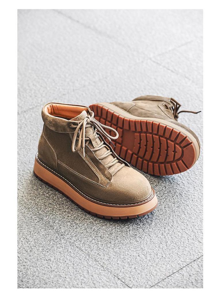 Мужские кожаные ботинки Martin средней высоты 2024 года выпуска: Ретро, толстая подошва, повседневный британский стиль