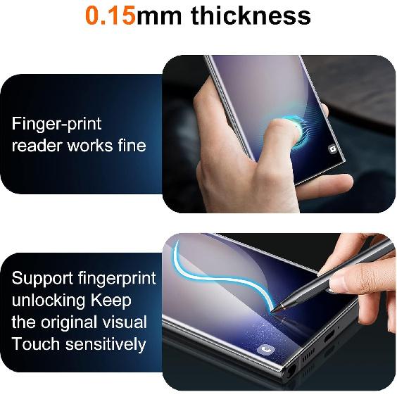 UniqueMe [2+2+1 шт.] Совместимый для Samsung Galaxy S23 Ultra 6,8 дюйма Защитная пленка для экрана Гибкий ТПУ, Защитное стекло для объектива камеры с установочной рамкой,