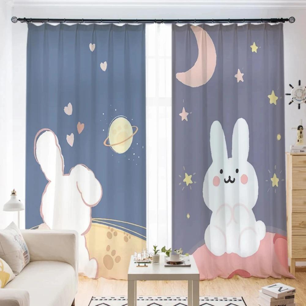 Детская спальня для девочек, высокие шторы с затемнением, розовые, в стиле принцессы, с рисунком из мультфильмов, милые, забавные, с рисунком животных, шторы, жалюзи, окна, новые, милые