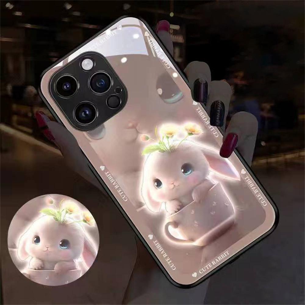 LED Phone Case – Auto Flashing for Calls & Music, Tempered Glass Protection