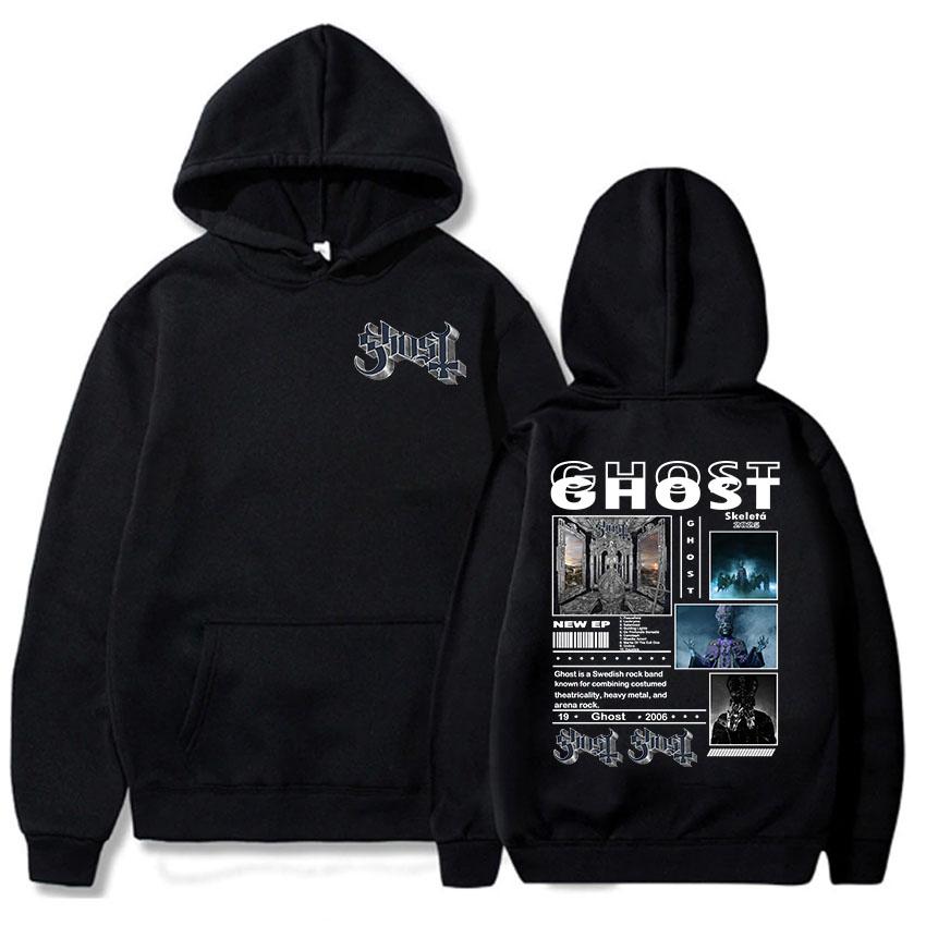 Альбом Ghost Satanized Skeletá 2025 Толстовки с длинным рукавом и капюшоном для мужчин/женщин Пуловеры в тяжелом ментальном гранж-стиле
