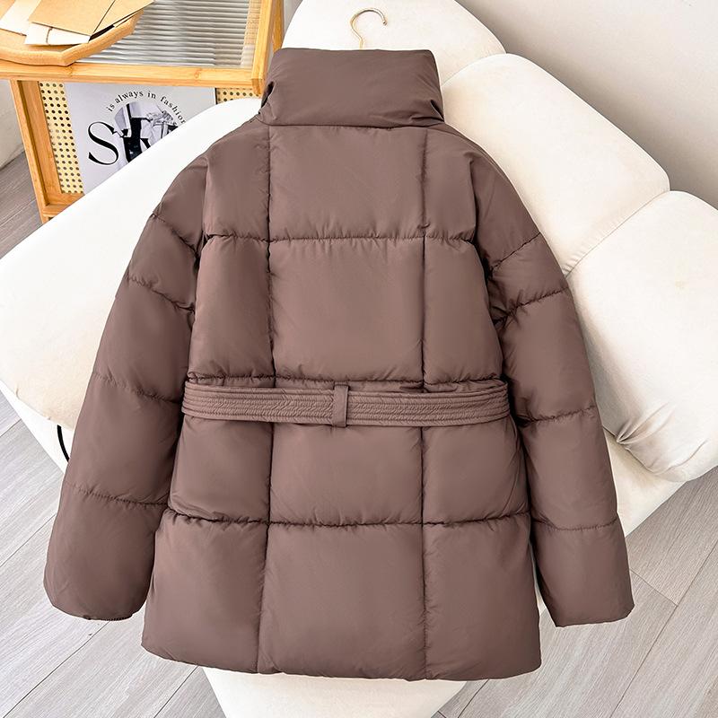 Women's Autumn and Winter Mid-length Puffer Jacket Loose and Thickened Waist To Show Thin Cotton Jacket