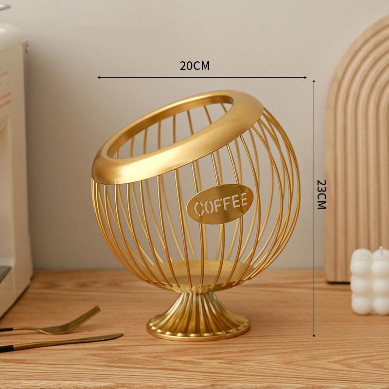 Железная корзина для хранения кофейных капсул для дома, органайзер большой вместимости, контейнер для хранения фруктов, кухонная стойка для демонстрации кофейных капсул