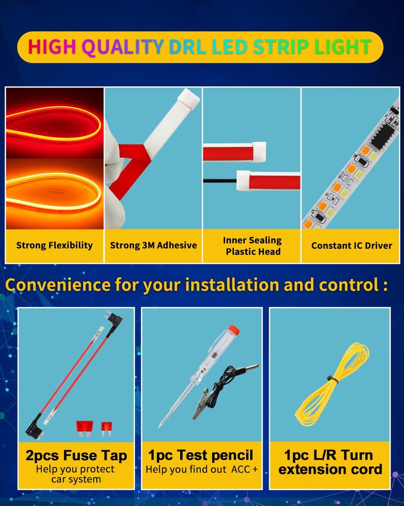 Светодиодная лента DUOFU365 для капота автомобиля, ультратонкая, 2 цвета, переключение, последовательный поток, водонепроницаемая, боковое свечение, общий тип, капот, 2 шт.
