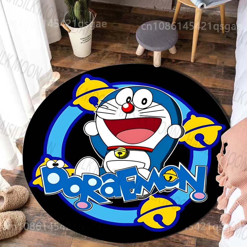 Best Seller! Classic Cartoon Doraemon Print Round Carpet Surprise Gift for Boys and Girls Bedroom Mat Living Room Sofa Study Rug