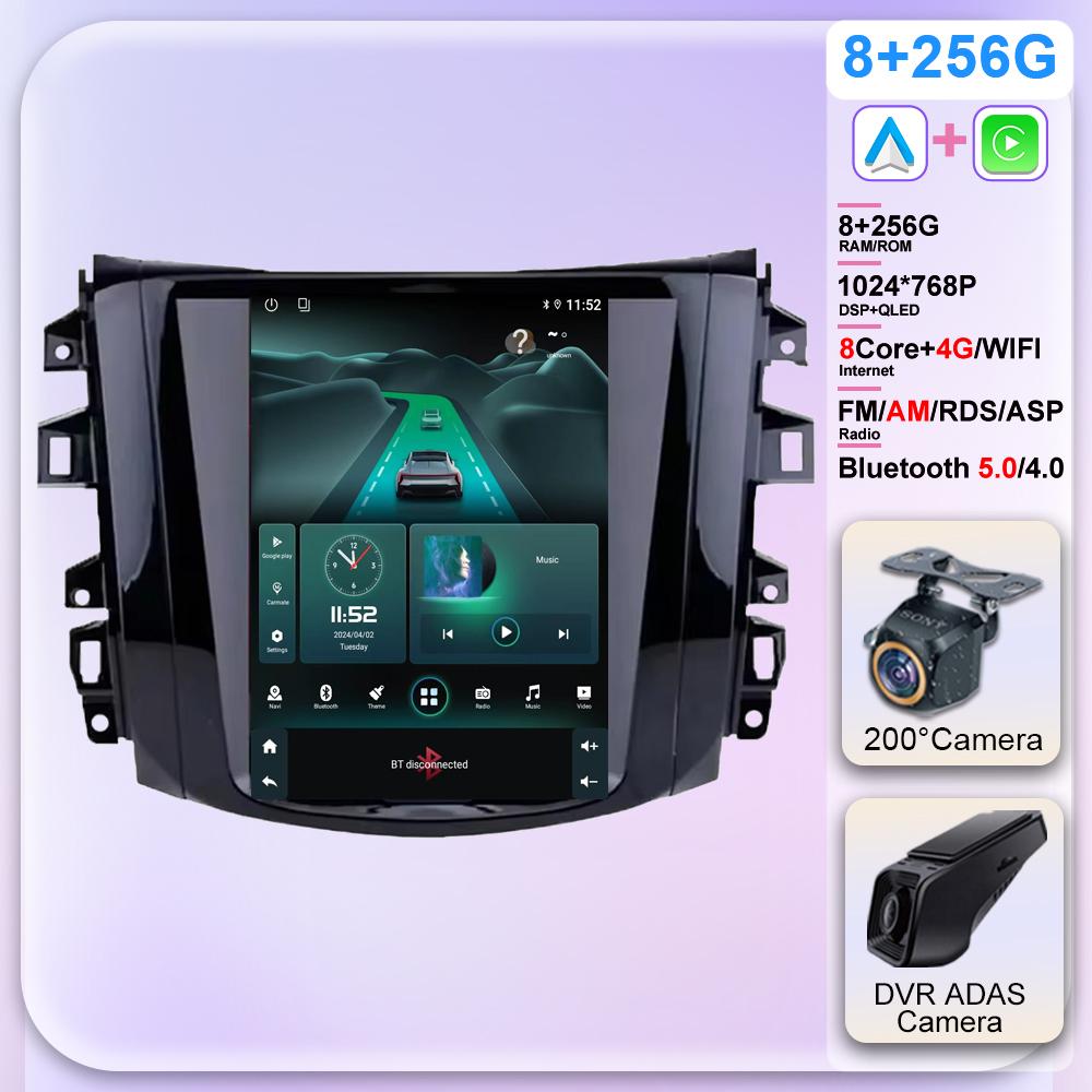 Android 14 для Nissan Navara Terra Frontier NP300 2018-2020 Tesla Style Car Radio Stereo Multimedia Video Player 5G GPS Display