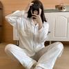 Полоски жаккардовые элегантные пижамы для женщин арт-дизайн весна осень женская длинная домашняя одежда новая мода женская одежда для сна