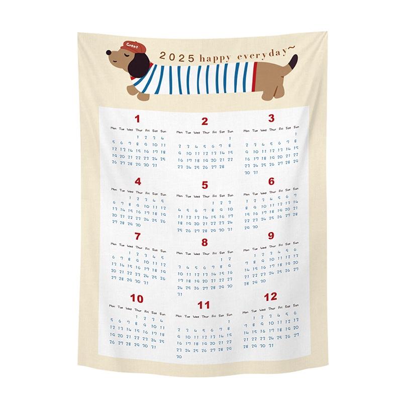 Новогодний календарь Домашняя подвесная ткань Календарь на Новый год 2025 Настенный фон Гобелен Фотоподвесная ткань Украшение для дома