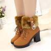 Chunky Heels Ankle Boots Women Winter Shoes Fashion Elegant Furry Warm Short Boots Female Party Shoes