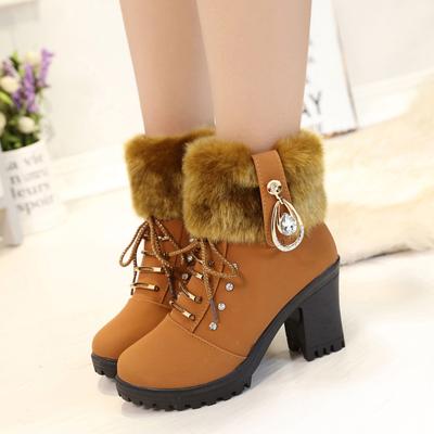 Ботильоны на толстом каблуке, женская зимняя обувь, модные элегантные меховые теплые короткие ботинки, женская обувь для вечеринок