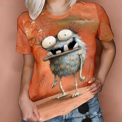 Веселая женская футболка с рисунком животных, футболка с 3D-принтом, повседневная футболка с коротким рукавом, летние женские футболки