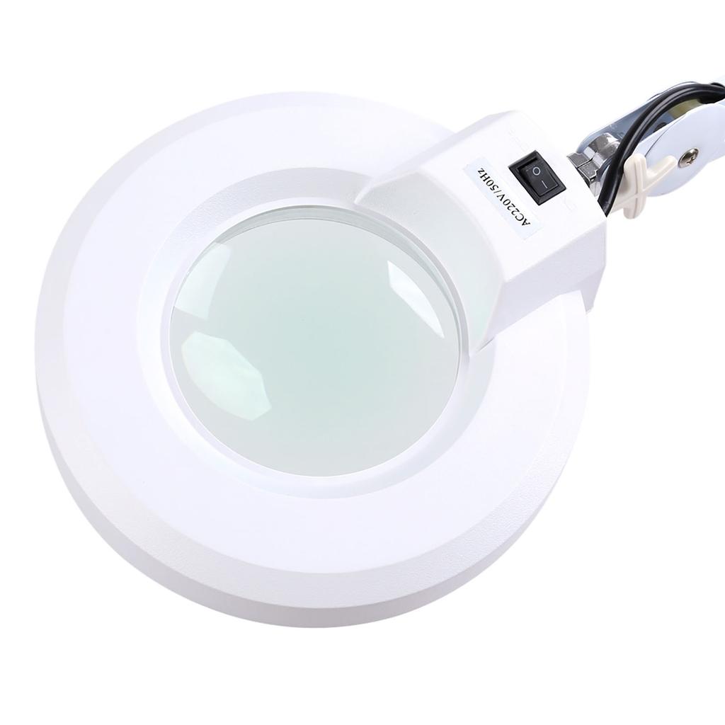 Hand‑free White Magnifying Glass With Light Magnifier Desk Lamp With Clamp And Base Holder