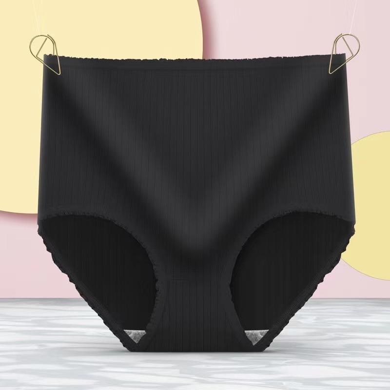 Женские трусики для девочек, нижнее белье больших размеров, трусы с высокой талией, дышащие, однотонные, мягкие, женское нижнее белье, оборки, украшения