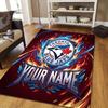 Custom Name Toronto Blue Jays Flannel Pattern Square Carpet,Area Rug,Carpet Rug for Living Room Bedroom Sofa Playroom Decor,Non-slip Floor Mat
