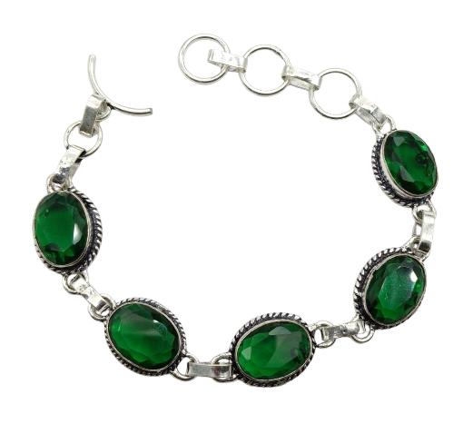Green Garnet Gemstone Silver Plated Handmade Bracelet Jewelry BR 58