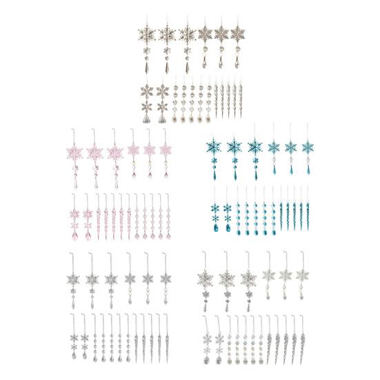 18 Pcs Crystal Christmas Ornaments for Tree Clear Acrylic Snowflake Icicle Hanging Ornaments with Drop Pendants Winter Wonderland