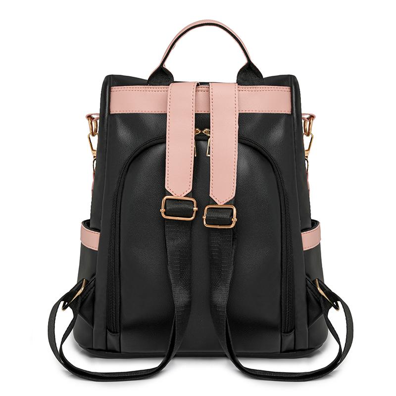 Рюкзак Color Block Anti-Theft, женская дорожная сумка из мягкой кожи, большой емкости