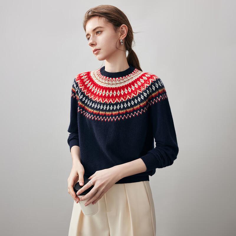 Komon Boca Women's 2025 Autumn/Winter Fair Isle Cashmere Sweater