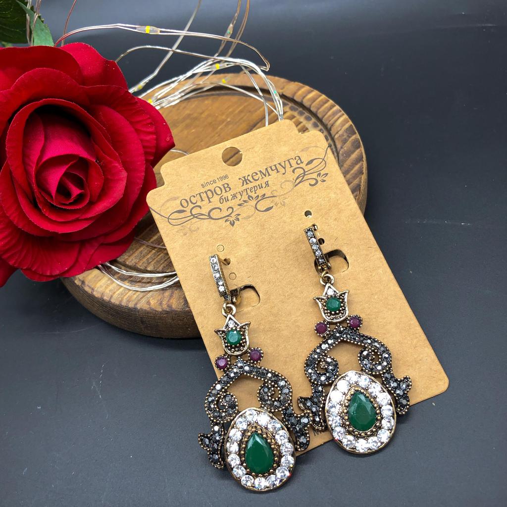 Dazz Turkish Ruby Jewelry Waterdrop Crown Princess Hooks Pendant Dangle Earrings For Women