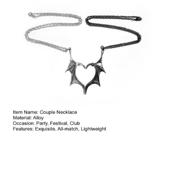 Парное ожерелье Личность Готический Панк Стиль Ретро Крыло Дьявола Форма Сердца Любви Подвеска Ожерелье Ювелирное Изделие Аксессуар