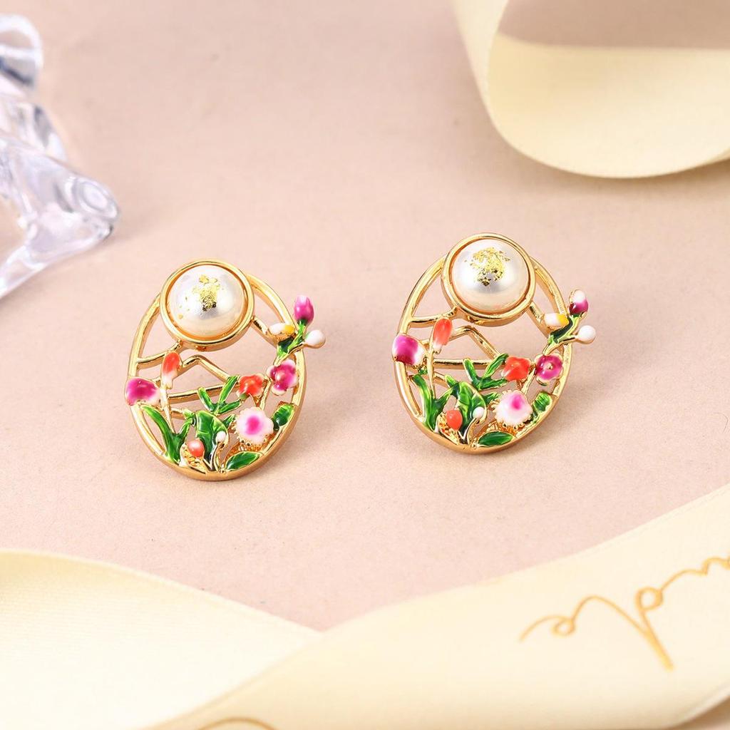 Серьги-пусеты с кисточками в стиле Мори с жемчужными цветами и бабочками - Свежие, милые и элегантные