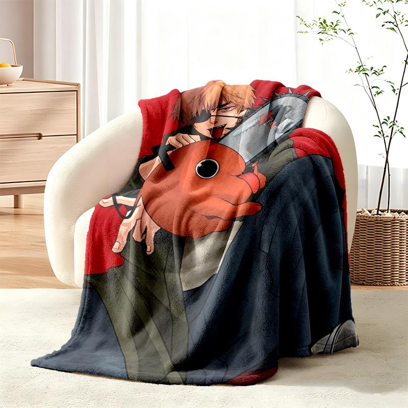 Chainsaw Man blanket Flannel Blanket Soft Cozy Plush Throw for Sofa Bed Lightweight Home Decor