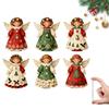 6/12/24 ШТ. 2D Ретро Рождественский Ангел Ручной работы Рождественский Подвес - С Цветами И Звездными Узорами, Идеальное Рождественское Украшение