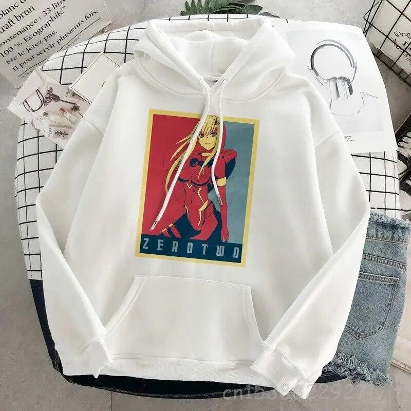 DARLING In The FRANXX Zero Two Толстовка Женская Harajuku Уличная одежда с длинным рукавом Эстетическая толстовка Пуловер Хлопковый свитшот Унисекс Толстовка