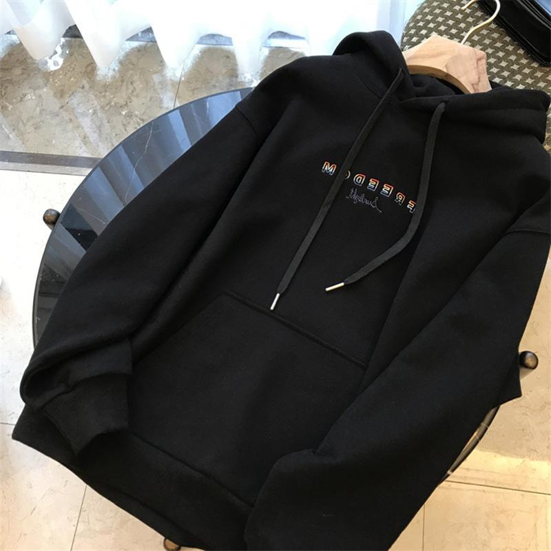 Women's Letter Print Oversized Hoodie Sweatshirt for Autumn Winter Ladies Loose Plush Thick Pullover Hooded Top