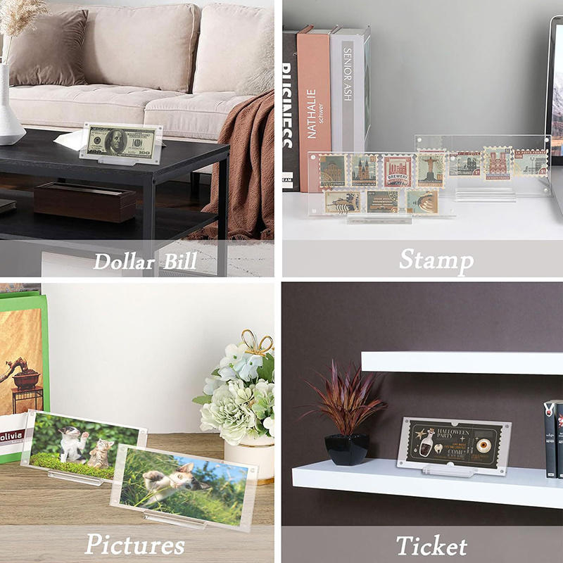 Акриловый прозрачный держатель для купюр с основанием, рамка для фотографий, держатель для билетов, настольный декор